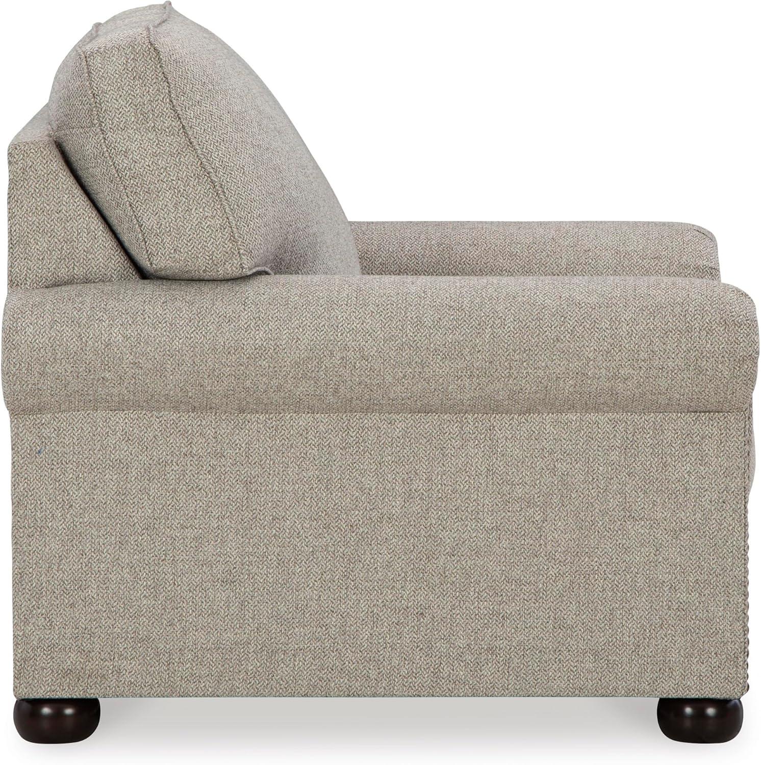 imageSignature Design by Ashley Gaelon Transitional 2in1 Sofa Sleeper with Folding Gel Memory Foam Mattress Nailheads and 2 Accent Pillows Queen BeigeChair