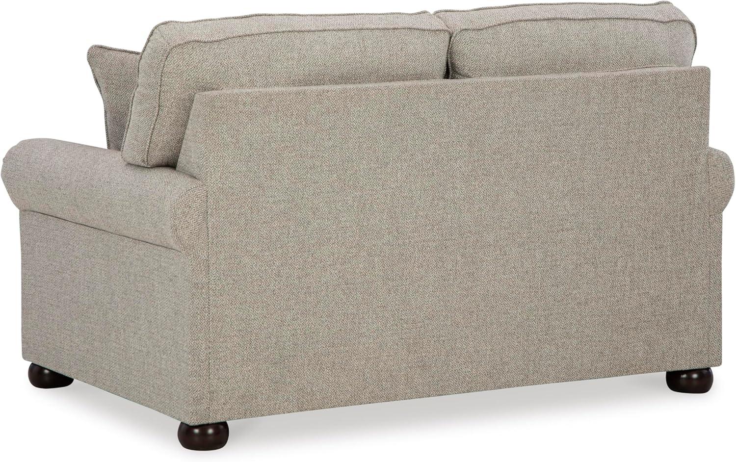 imageSignature Design by Ashley Gaelon Transitional 2in1 Sofa Sleeper with Folding Gel Memory Foam Mattress Nailheads and 2 Accent Pillows Queen BeigeLoveseat