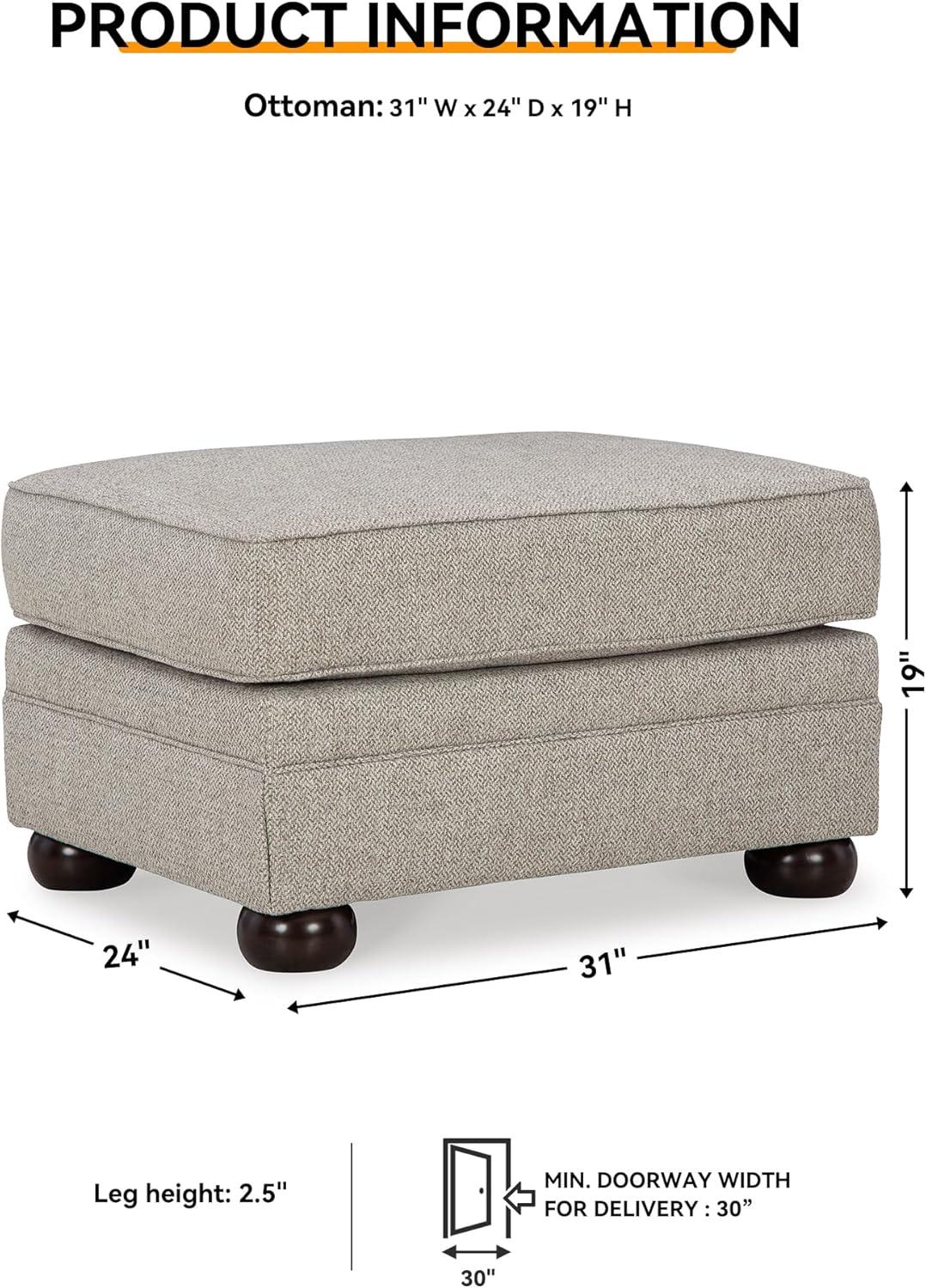 imageSignature Design by Ashley Gaelon Transitional 2in1 Sofa Sleeper with Folding Gel Memory Foam Mattress Nailheads and 2 Accent Pillows Queen BeigeOttoman