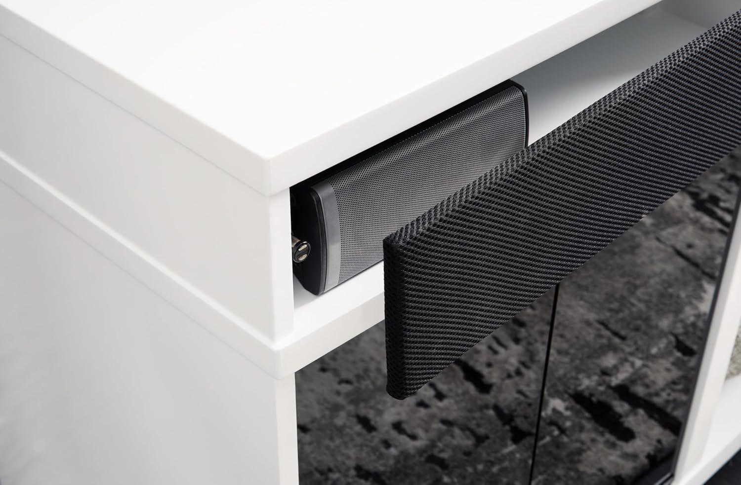 imageSignature Design by Ashley Gardoni Contemporary 72quot TV Stand for TVs up to 82quot with Adjustable Shelves Cabinets Cord Openings and Fireplace Option White ampamp Black