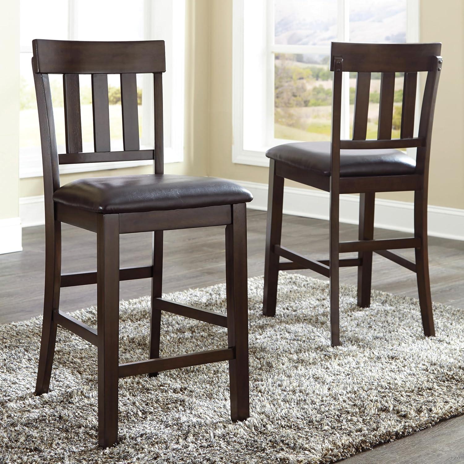 imageSignature Design by Ashley Haddigan 24quot Counter Height Upholstered Barstool 2 Count Dark BrownDark Brown