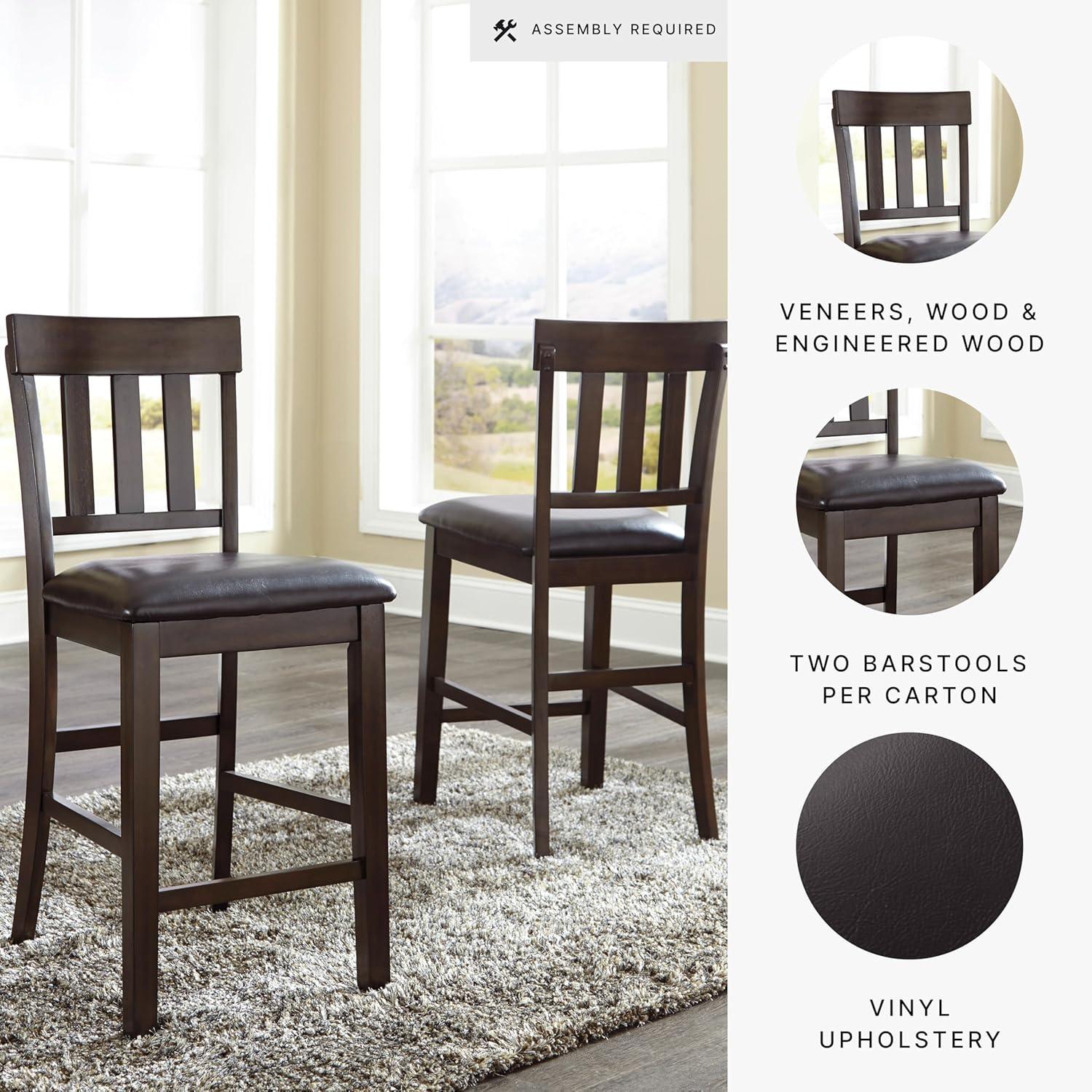 imageSignature Design by Ashley Haddigan 24quot Counter Height Upholstered Barstool 2 Count Dark BrownDark Brown