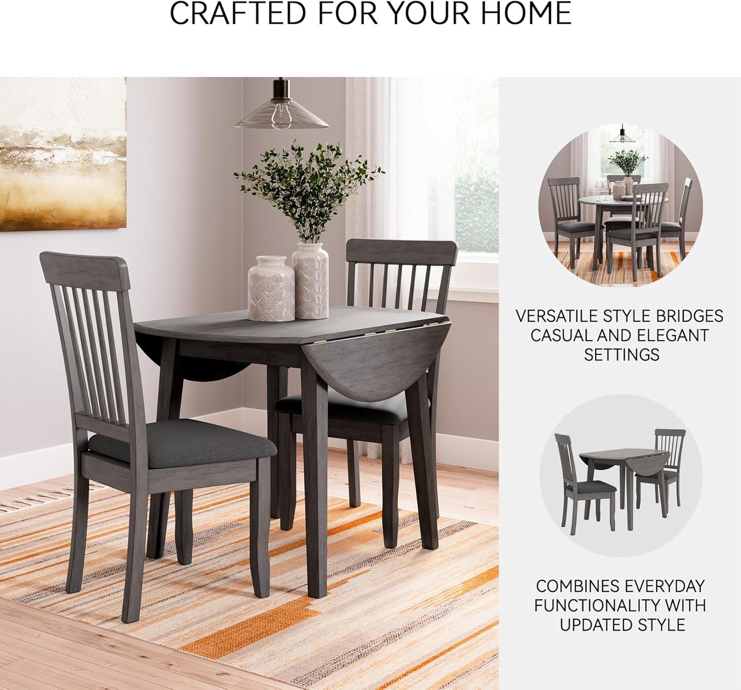 imageSignature Design by Ashley Hammis Round Dining Room Drop Leaf Table Dark BrownGrey