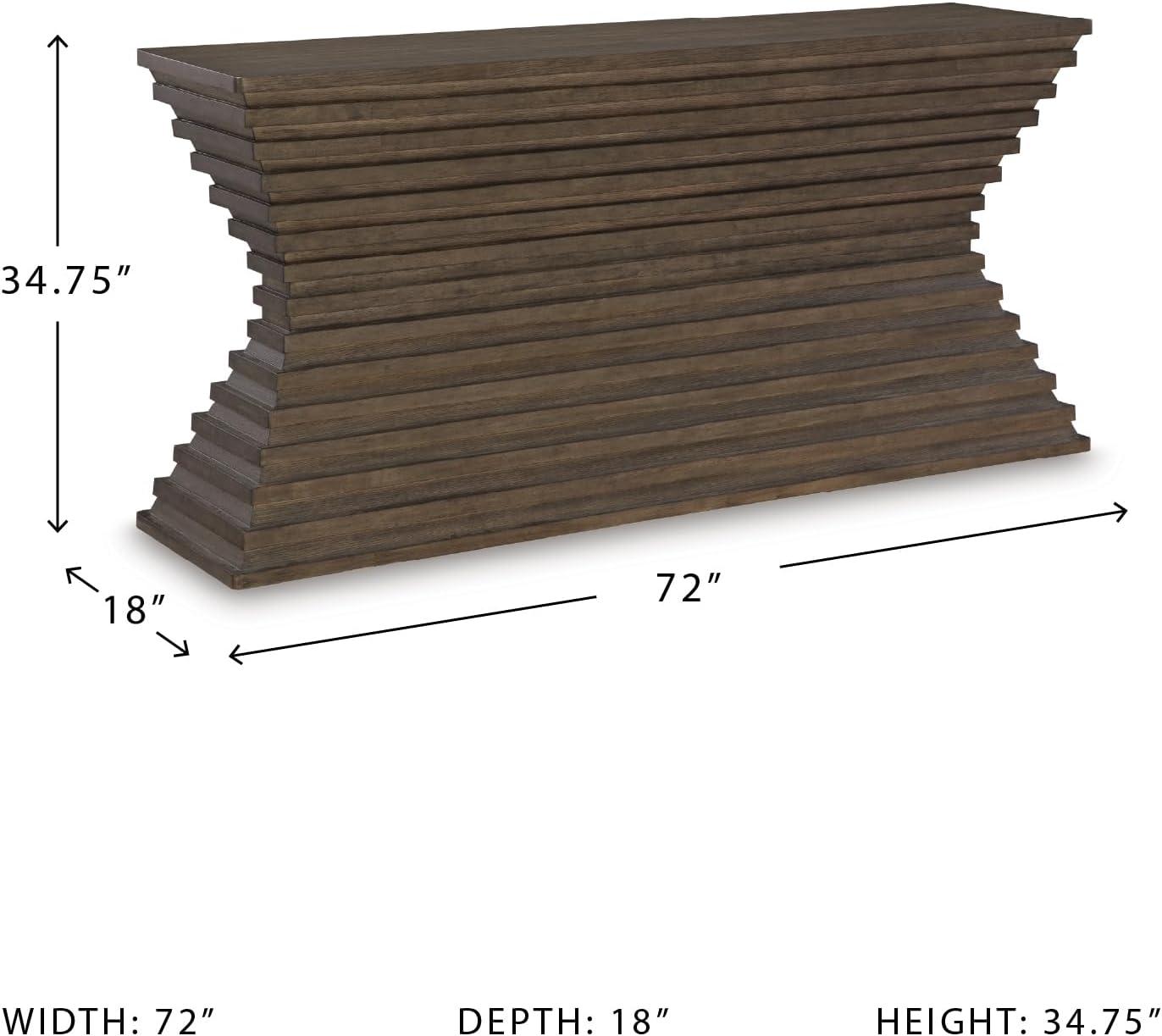 imageSignature Design by Ashley Hannodream Modern Sofa Table with Architectural Geometry Design Dark Brown