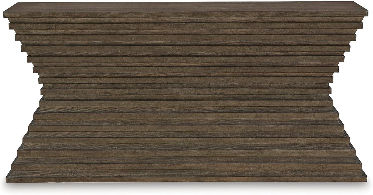 imageSignature Design by Ashley Hannodream Modern Sofa Table with Architectural Geometry Design Dark Brown