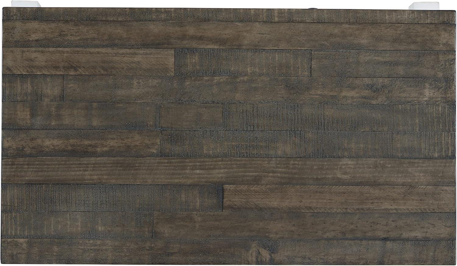 imageSignature Design by Ashley Havalance Farmhouse Lift Top Coffee Table with Fixed Shelf and 2 Hidden Storage Trays Gray ampamp White with Weathered FinishStorage