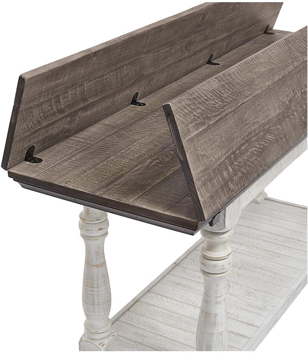 imageSignature Design by Ashley Havalance Farmhouse Rectangular Coffee Table Gray ampamp White with Weathered FinishFlip Top Sofa Table