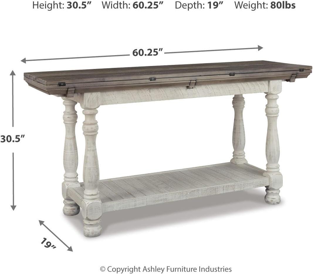 imageSignature Design by Ashley Havalance Farmhouse Rectangular Coffee Table Gray ampamp White with Weathered FinishFlip Top Sofa Table
