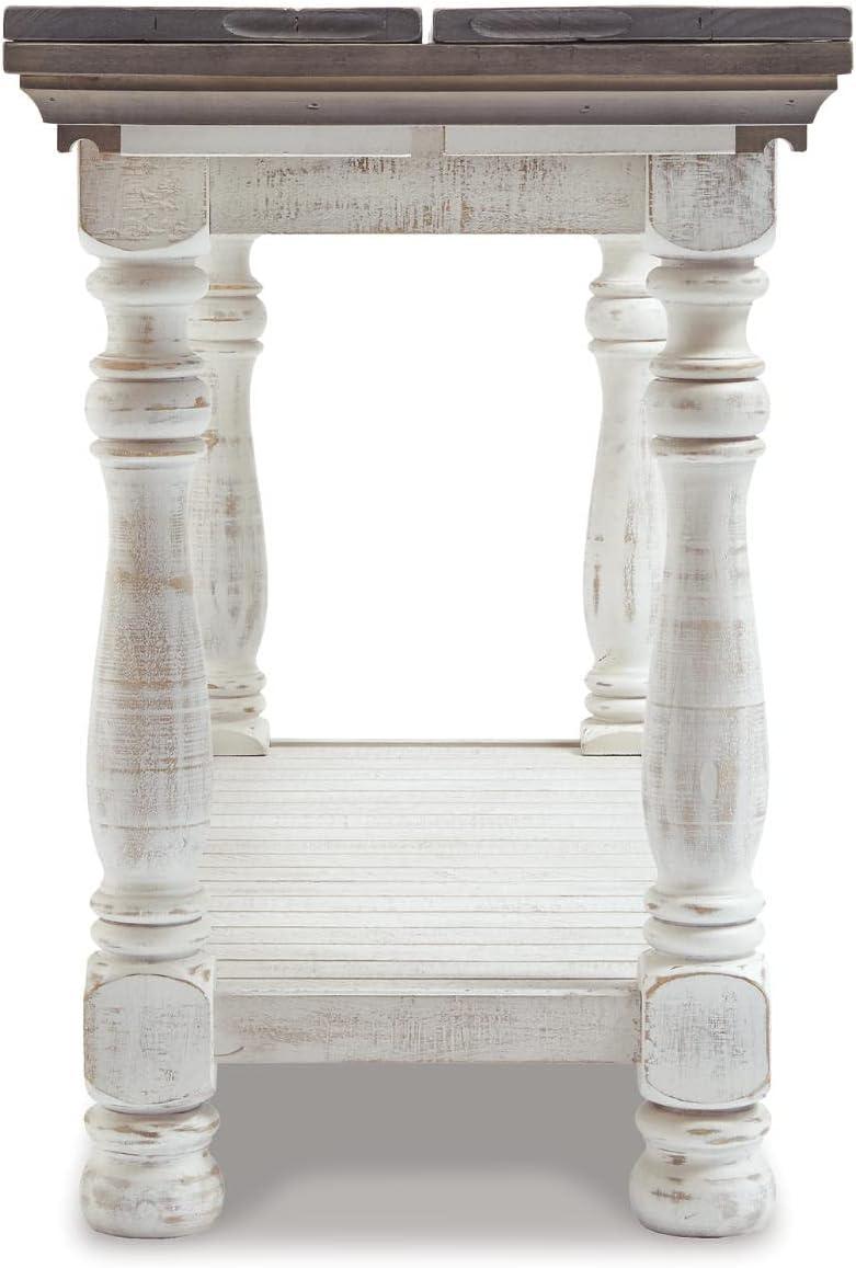 imageSignature Design by Ashley Havalance Farmhouse Rectangular Coffee Table Gray ampamp White with Weathered FinishFlip Top Sofa Table