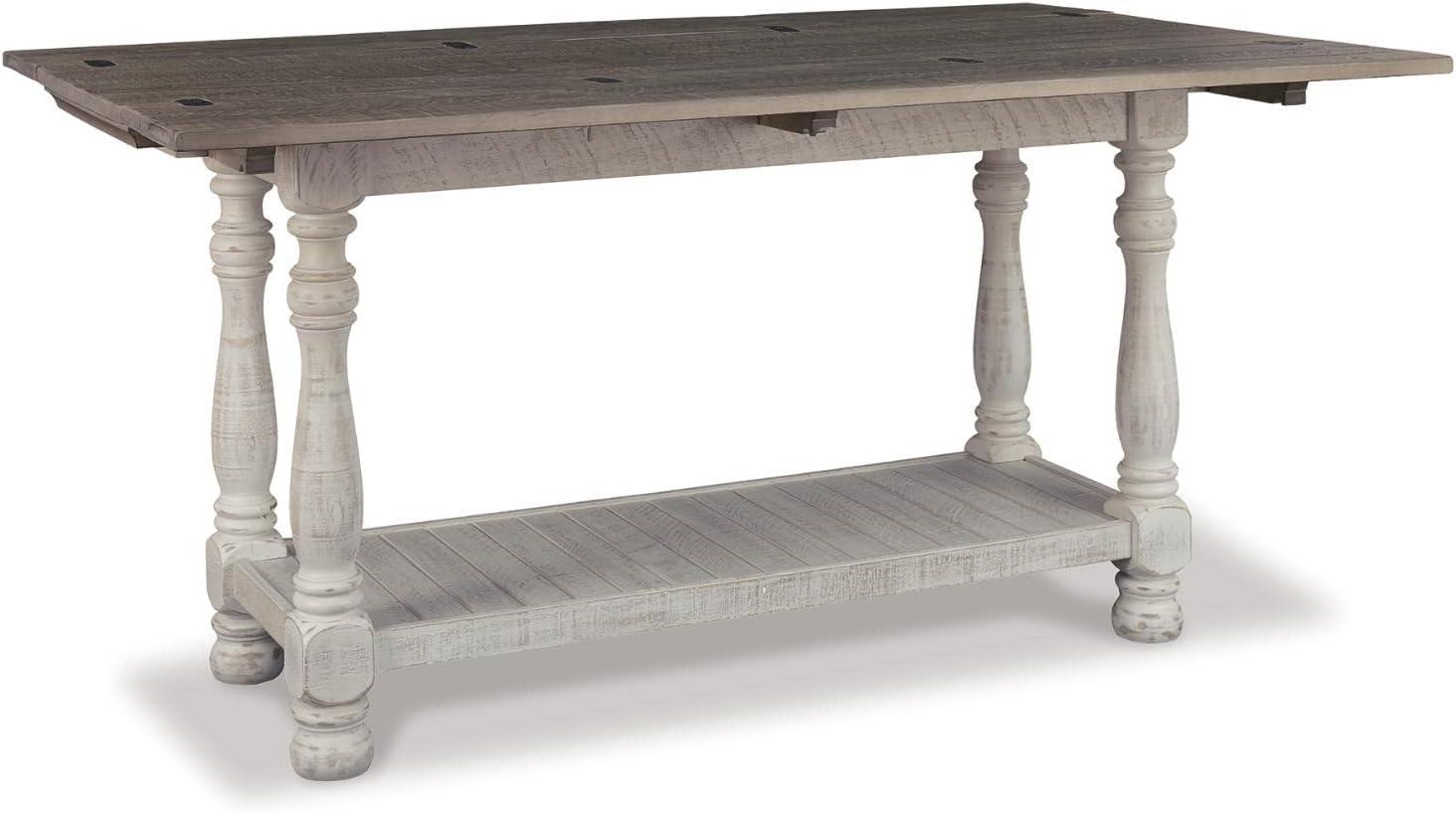 imageSignature Design by Ashley Havalance Farmhouse Rectangular Coffee Table Gray ampamp White with Weathered FinishFlip Top Sofa Table