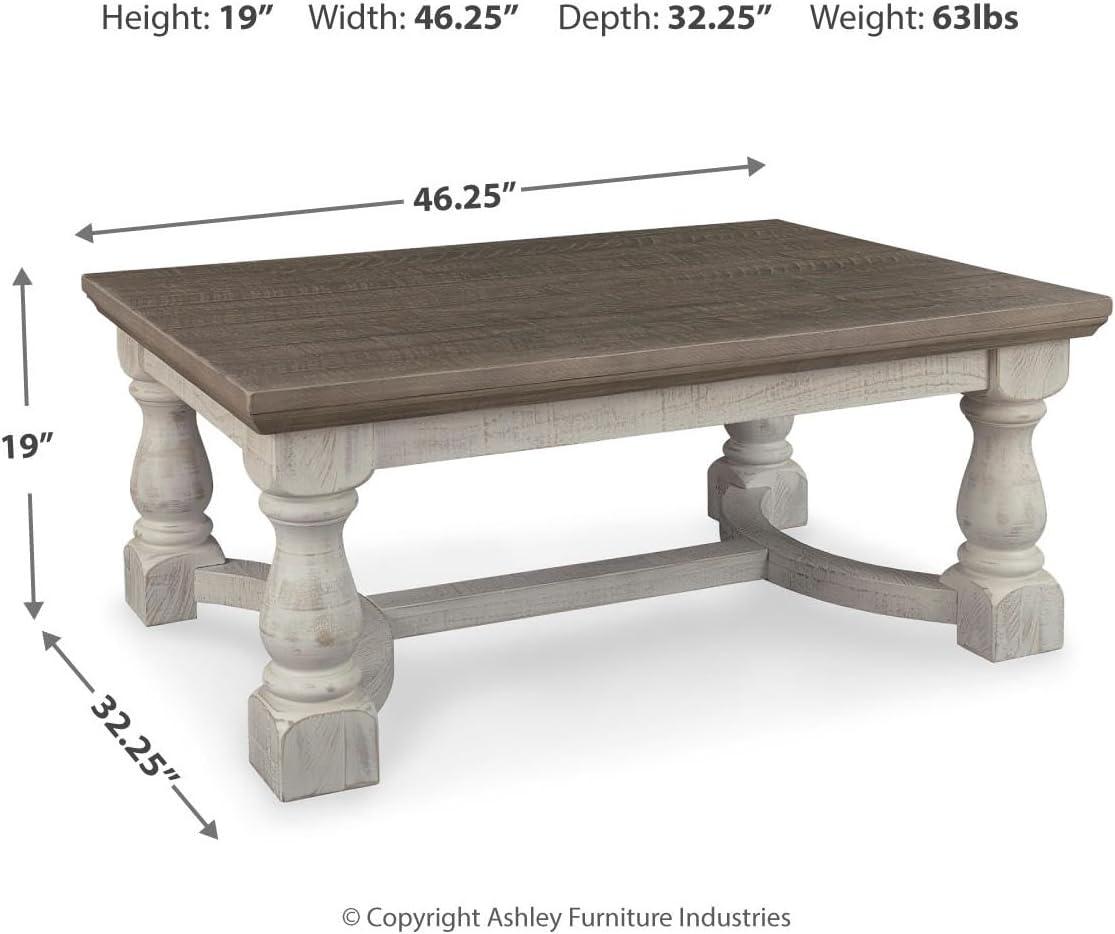 imageSignature Design by Ashley Havalance Farmhouse Rectangular Coffee Table Gray ampamp White with Weathered FinishModern farmHouse