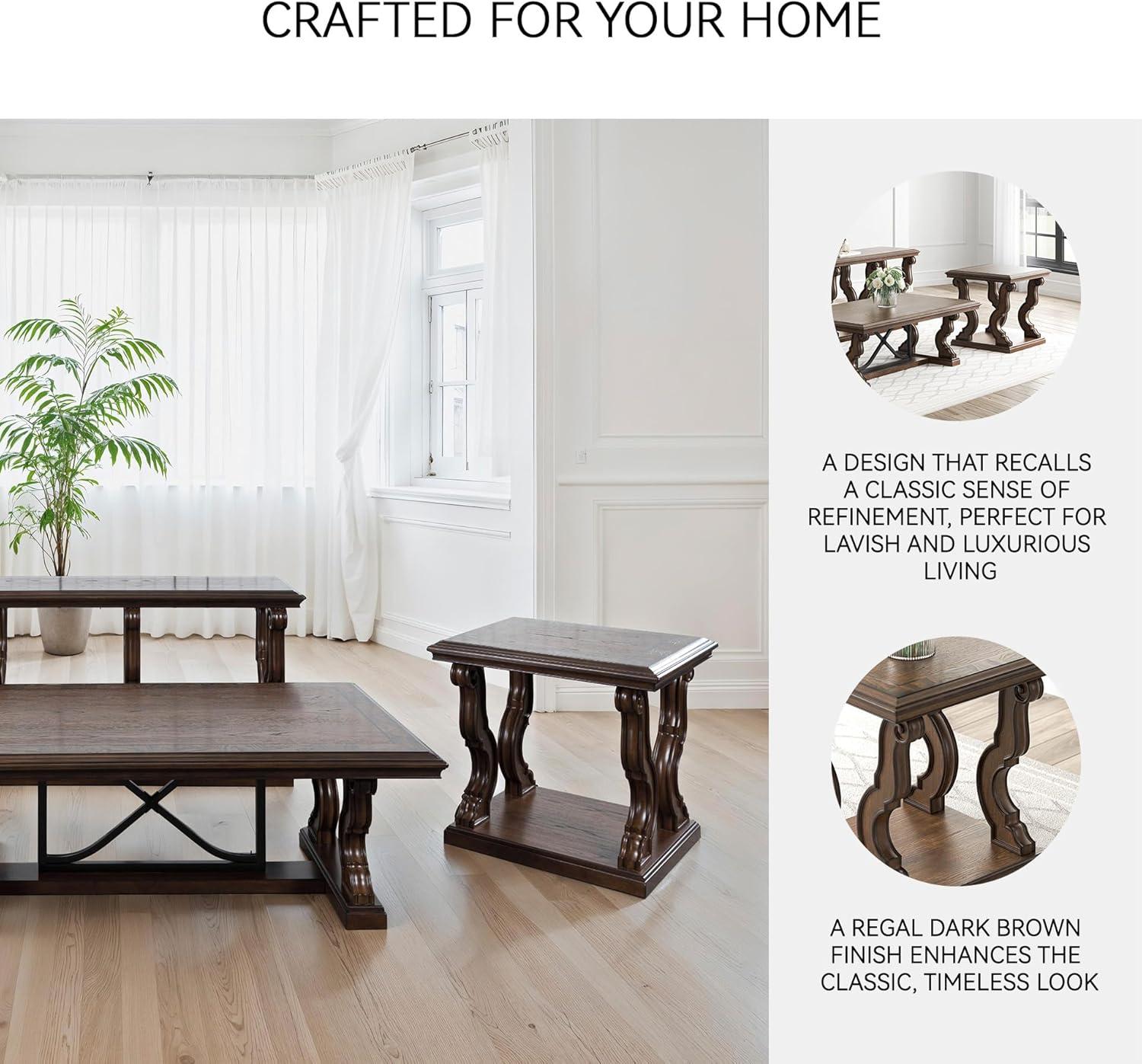 imageSignature Design by Ashley Havalance Farmhouse Square End Table with Floor Shelf Vintage Gray ampamp White with Weathered FinishDark Brown