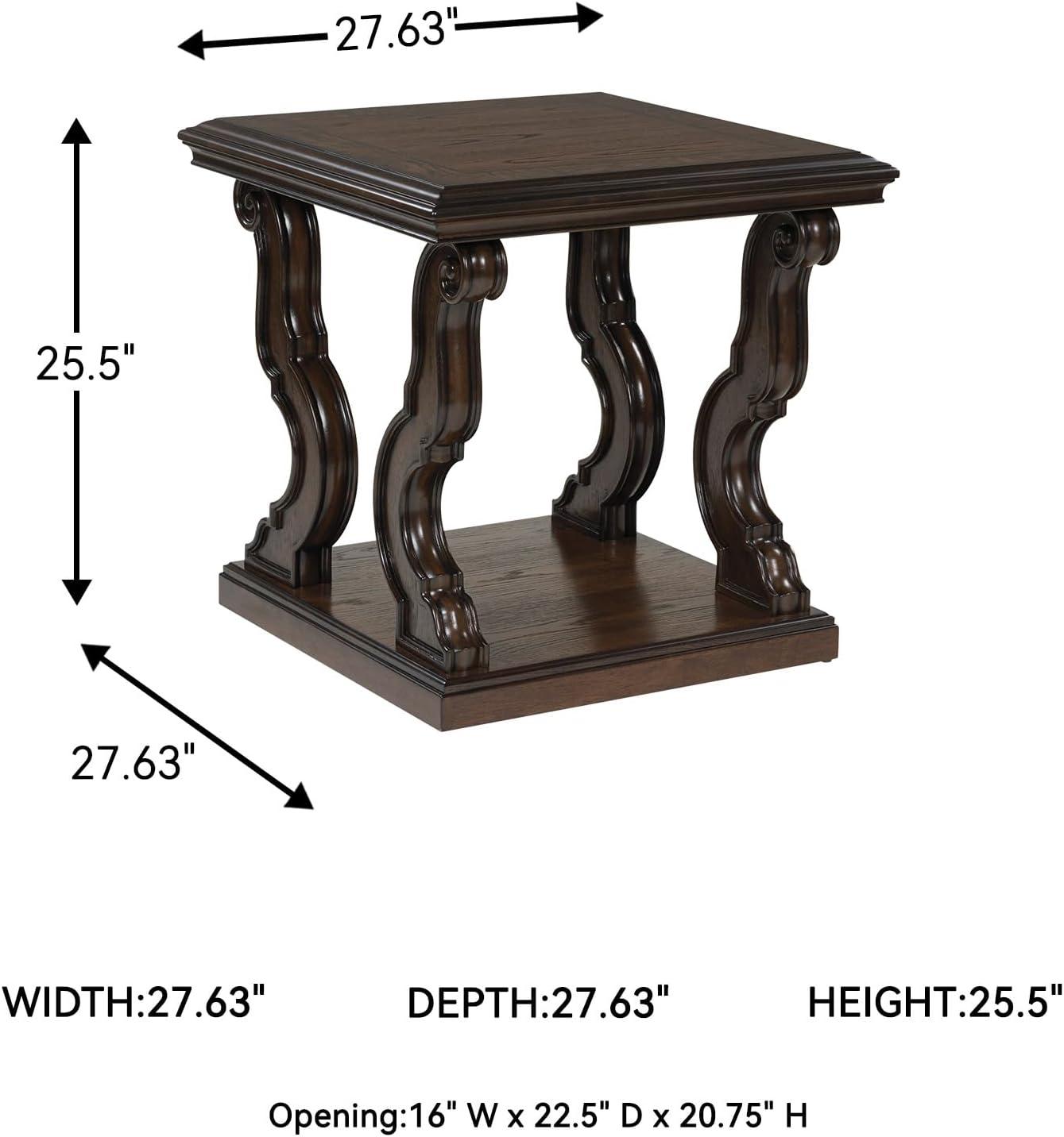 imageSignature Design by Ashley Havalance Farmhouse Square End Table with Floor Shelf Vintage Gray ampamp White with Weathered FinishDark Brown