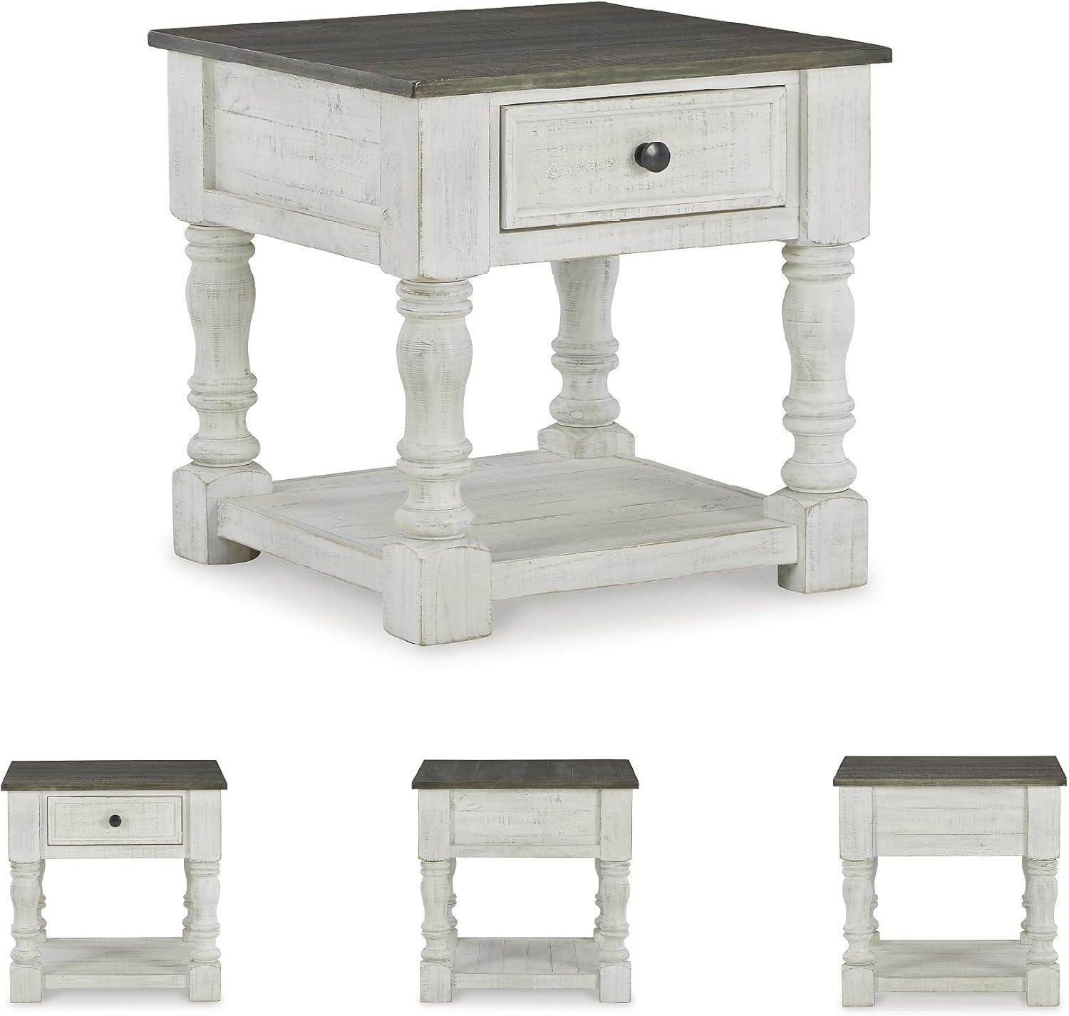 imageSignature Design by Ashley Havalance French Country Square End Table White ampamp GrayTable