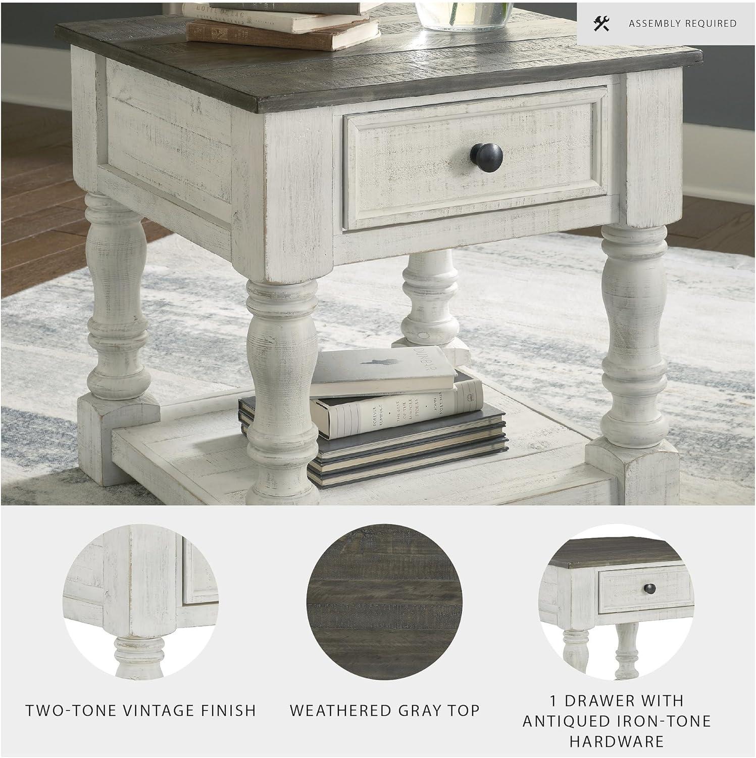 imageSignature Design by Ashley Havalance French Country Square End Table White ampamp GrayTable