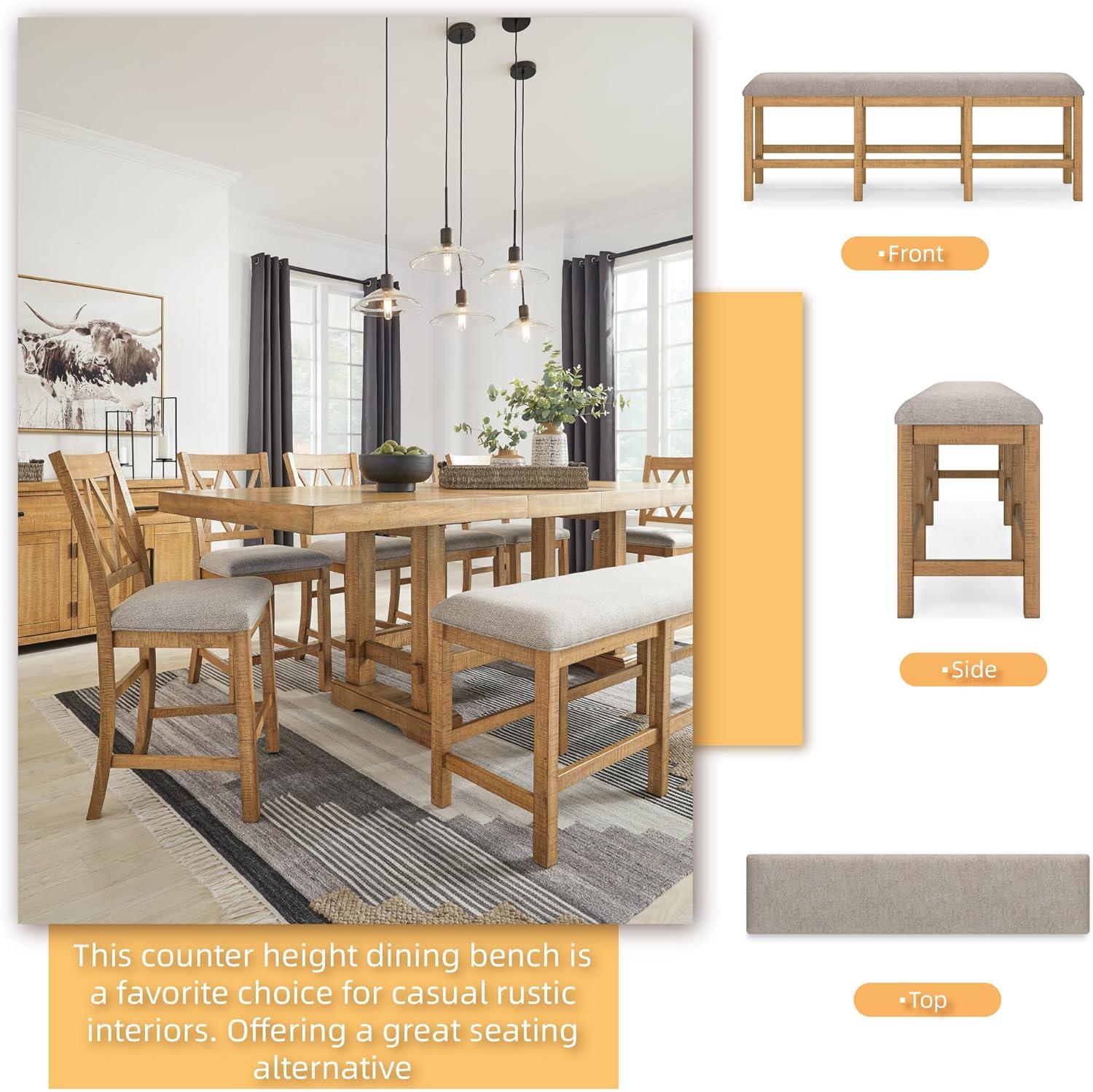 imageSignature Design by Ashley Havonplane 72quot Counter Height Dining Bench Brown