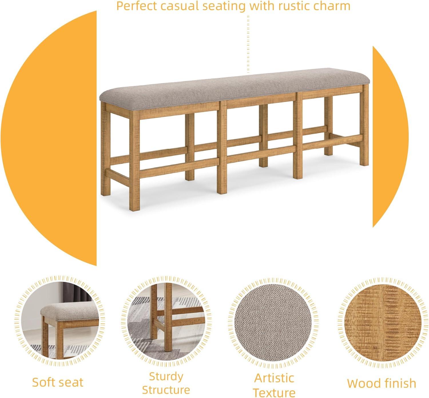 imageSignature Design by Ashley Havonplane 72quot Counter Height Dining Bench Brown