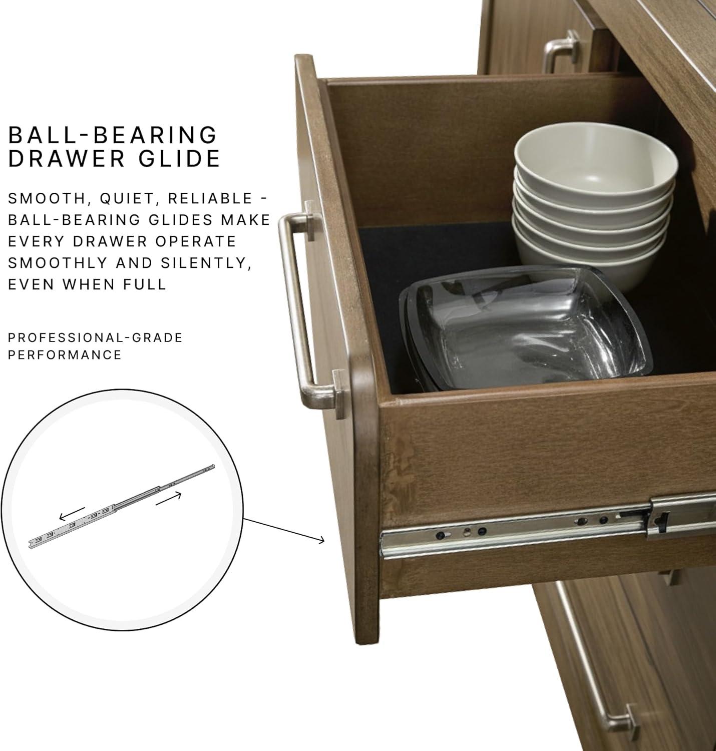 imageSignature Design by Ashley Havonplane Rustic Distressed 4Door Dining Server with Adjustable Shelves and FeltLined Drawers Light Brown