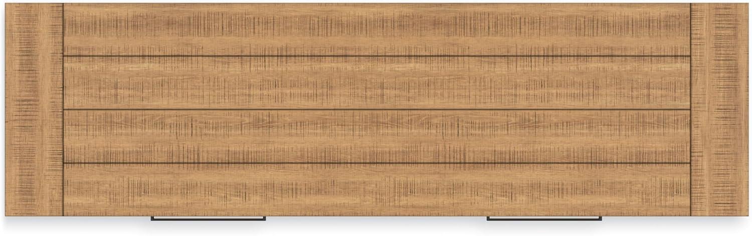 imageSignature Design by Ashley Havonplane Rustic Distressed 4Door Dining Server with Adjustable Shelves and FeltLined Drawers Light Brown