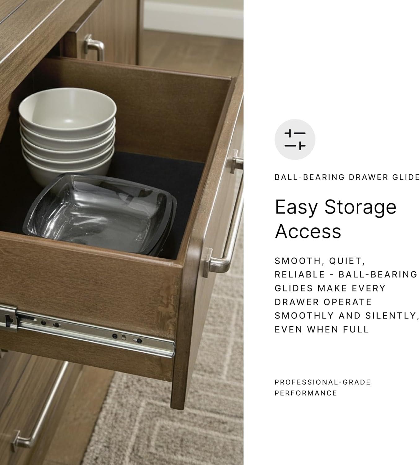 imageSignature Design by Ashley Havonplane Rustic Distressed 4Door Dining Server with Adjustable Shelves and FeltLined Drawers Light Brown