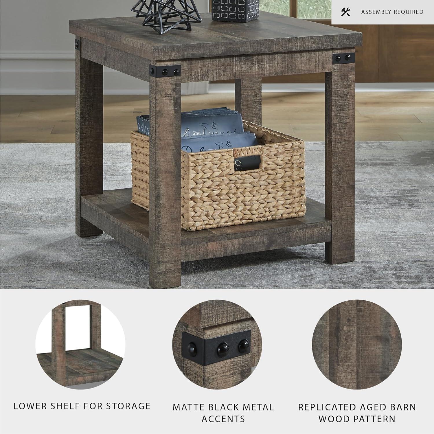 imageSignature Design by Ashley Hollum Rustic End Table with Shelf Dark BrownDark Brown