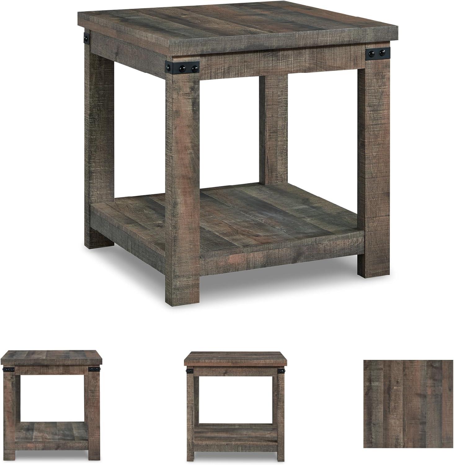 imageSignature Design by Ashley Hollum Rustic End Table with Shelf Dark BrownDark Brown
