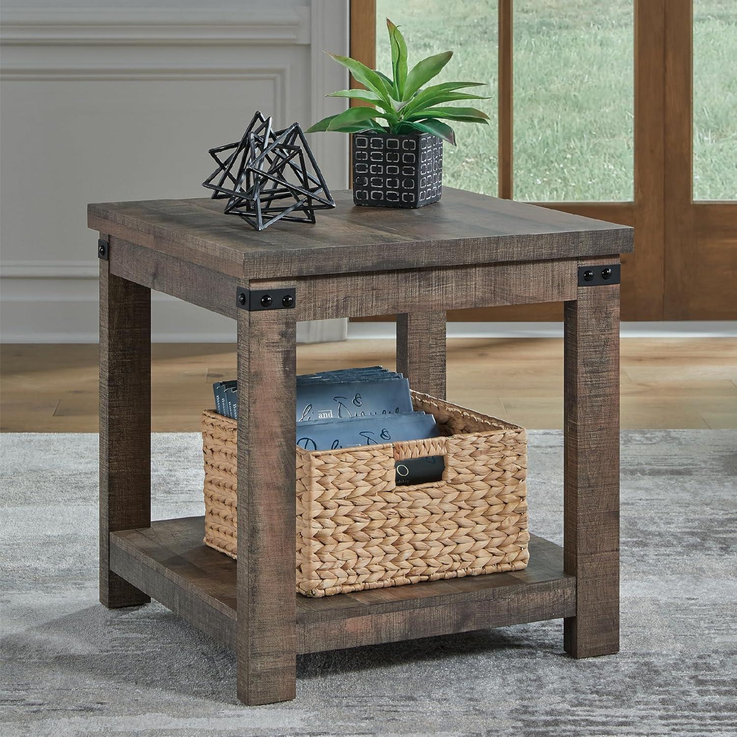 imageSignature Design by Ashley Hollum Rustic End Table with Shelf Dark BrownDark Brown