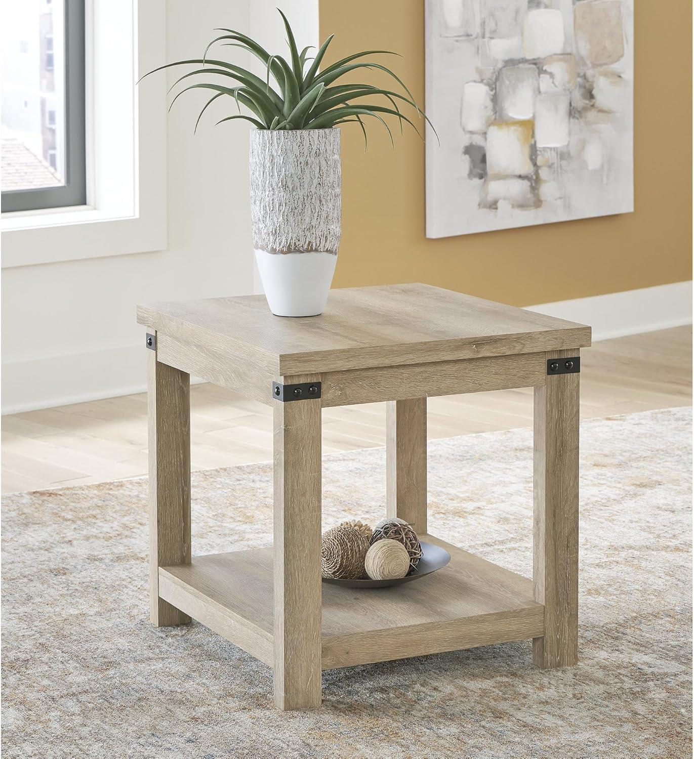 imageSignature Design by Ashley Hollum Rustic End Table with Shelf Dark BrownLight Brown