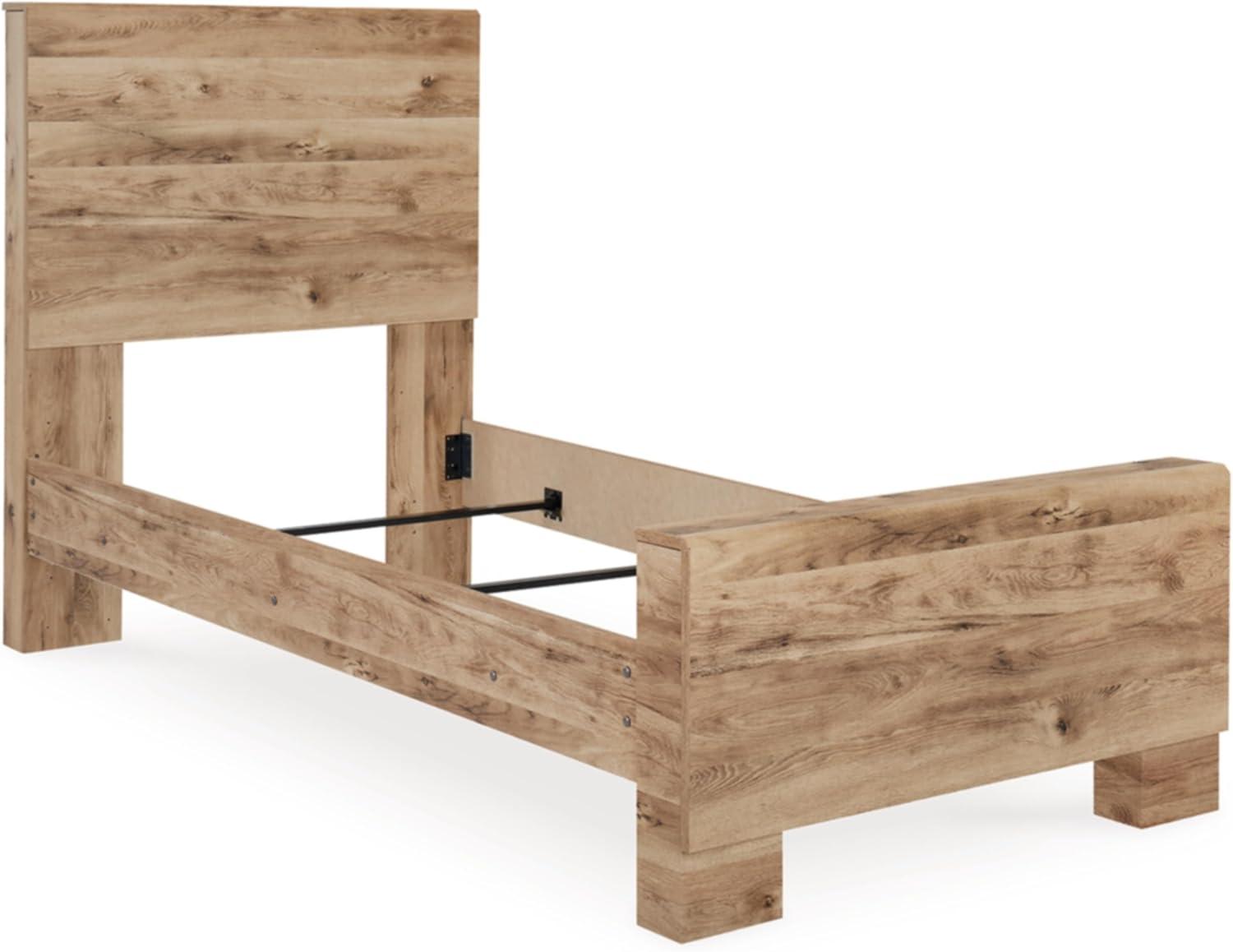 imageSignature Design by Ashley Hyanna Rustic Queen Panel Bed with Metal Slats Foundation or Box Spring Needed Light BrownTwin