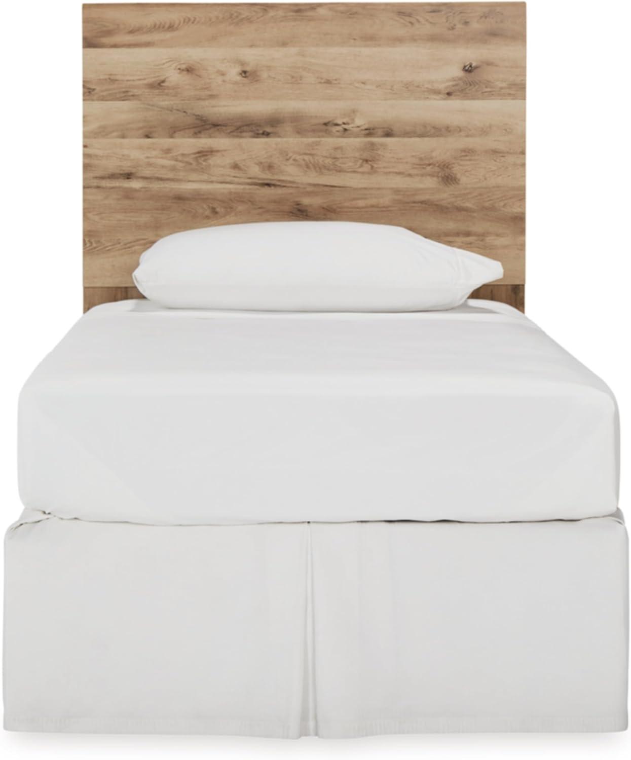 imageSignature Design by Ashley Hyanna Rustic Queen Panel Bed with Metal Slats Foundation or Box Spring Needed Light BrownTwin