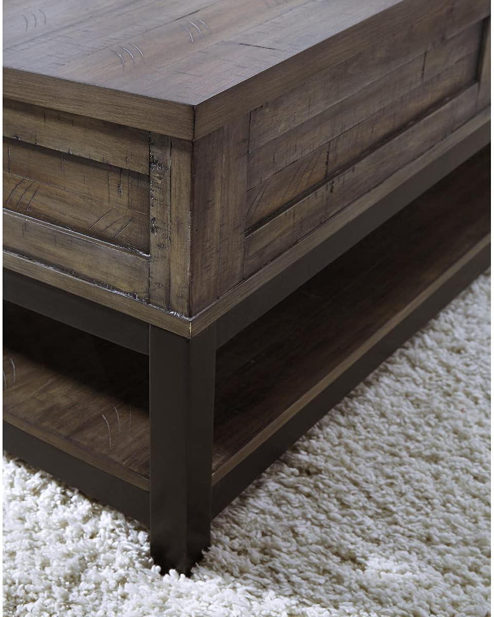 imageSignature Design by Ashley Johurst Rustic Rectangular Lift Top Coffee Table and Fixed Lower Shelf BrownBrown