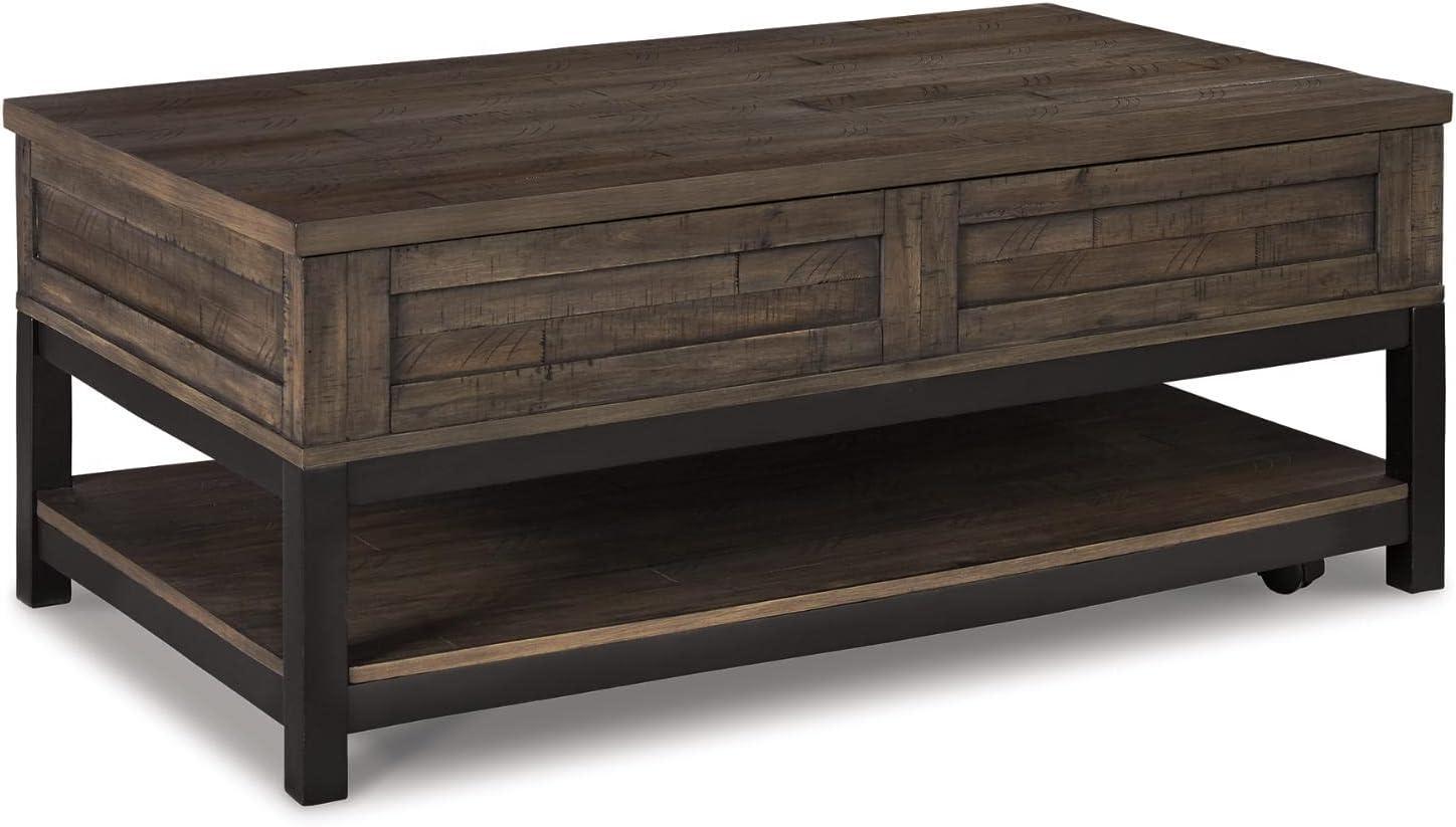 imageSignature Design by Ashley Johurst Rustic Rectangular Lift Top Coffee Table and Fixed Lower Shelf BrownBrown