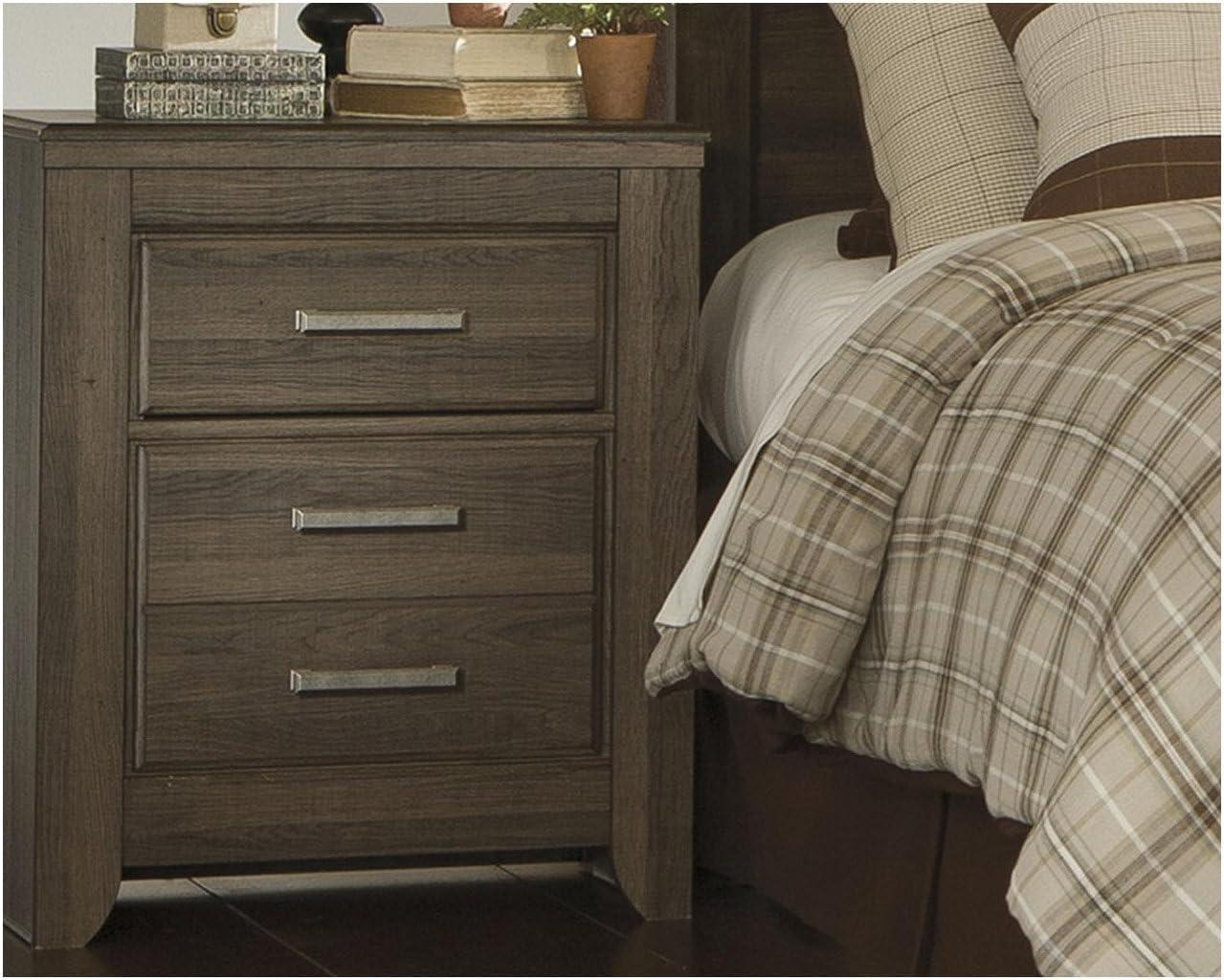 imageSignature Design by Ashley Juararo Rustic 2 Drawer Nightstand 2921quot Tall Dark BrownMedium Brown