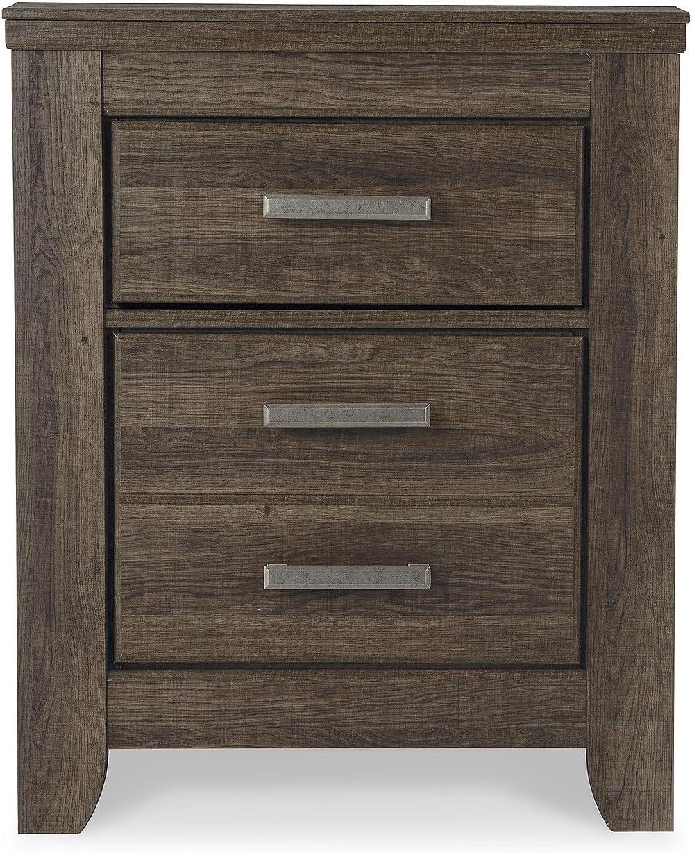 imageSignature Design by Ashley Juararo Rustic 2 Drawer Nightstand 2921quot Tall Dark BrownMedium Brown