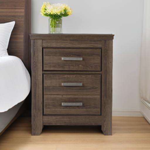 imageSignature Design by Ashley Juararo Rustic 2 Drawer Nightstand 2921quot Tall Dark BrownMedium Brown