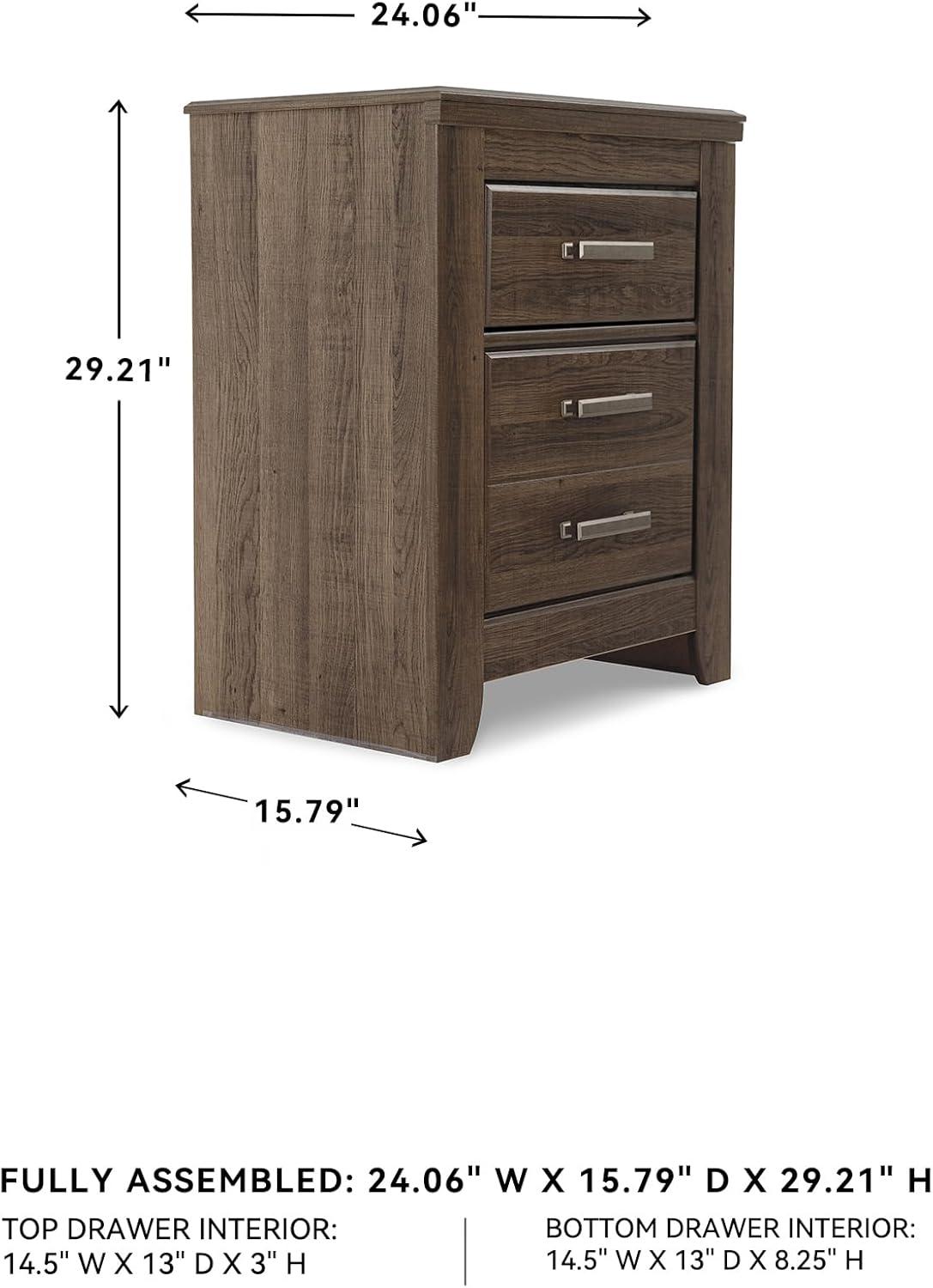 imageSignature Design by Ashley Juararo Rustic 2 Drawer Nightstand 2921quot Tall Dark BrownMedium Brown