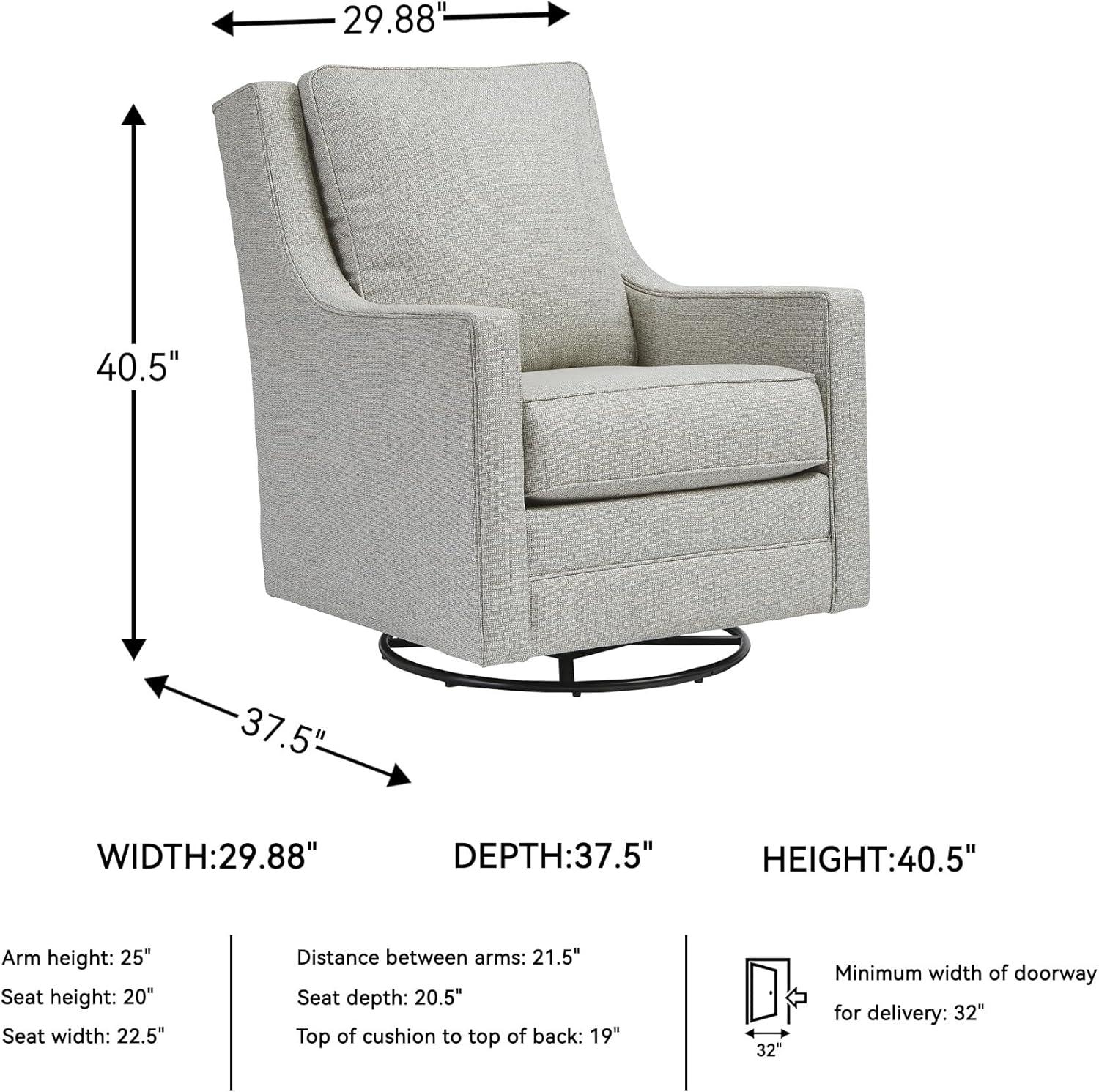 imageSignature Design by Ashley Kambria Striped Upholstered Swivel Accent Glider Chair Ivory ampamp BlackWhite