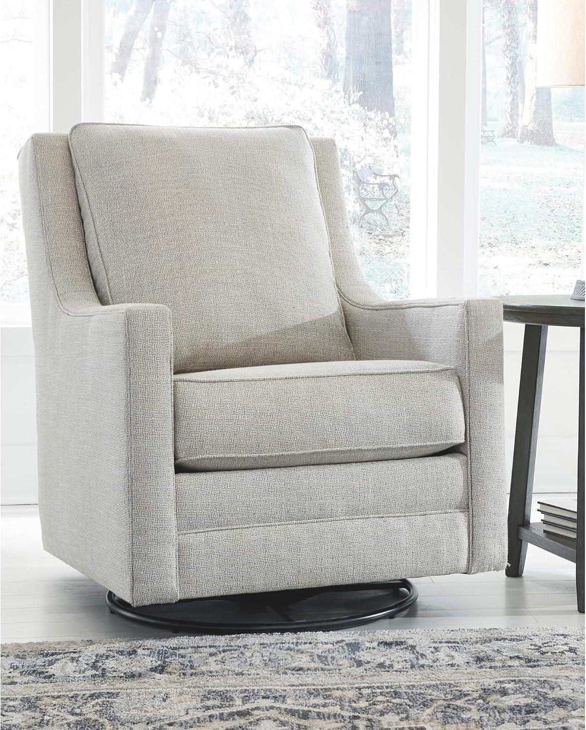 imageSignature Design by Ashley Kambria Striped Upholstered Swivel Accent Glider Chair Ivory ampamp BlackWhite