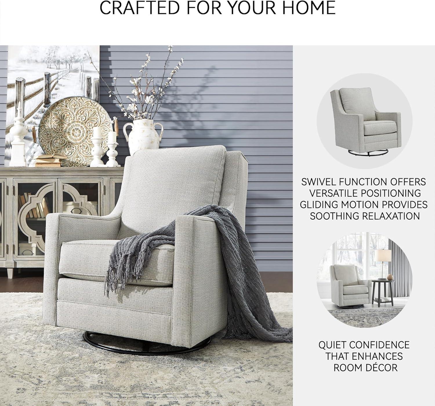 imageSignature Design by Ashley Kambria Striped Upholstered Swivel Accent Glider Chair Ivory ampamp BlackWhite