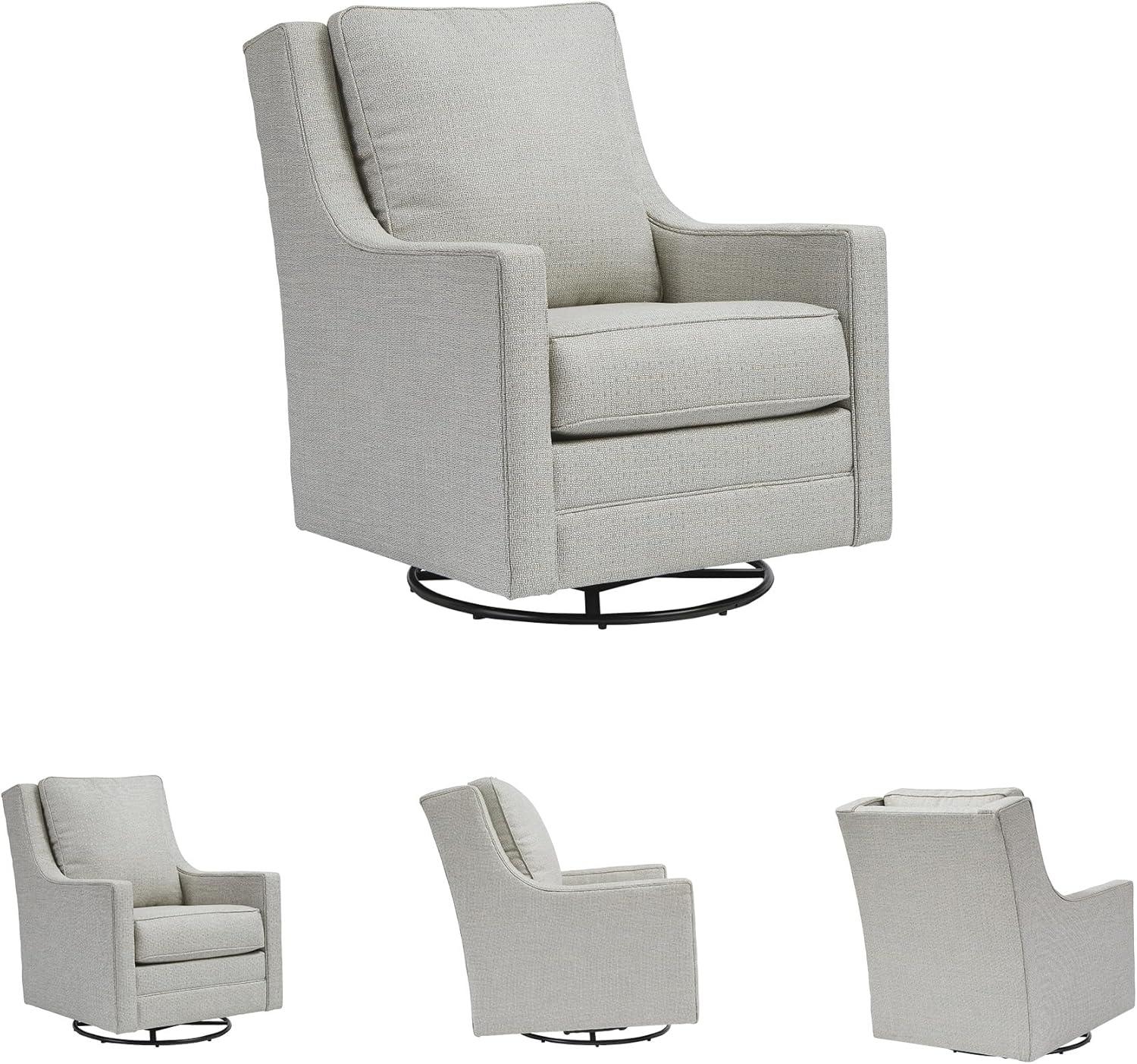 imageSignature Design by Ashley Kambria Striped Upholstered Swivel Accent Glider Chair Ivory ampamp BlackWhite