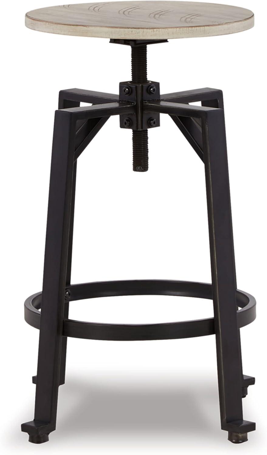 imageSignature Design by Ashley Karisslyn Urban Industrial Counter Height Barstool 2 Count Whitewash ampamp BlackBeige