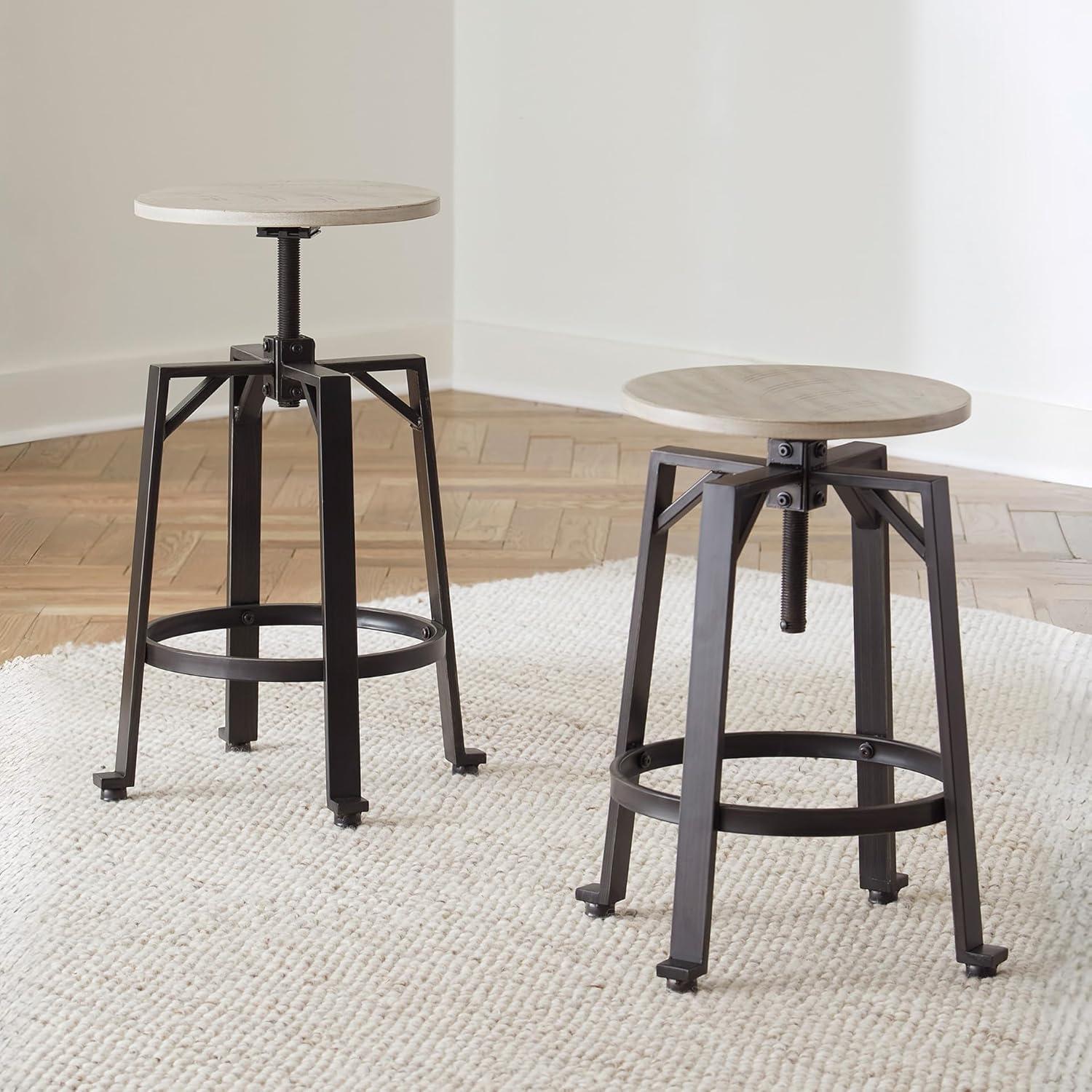 imageSignature Design by Ashley Karisslyn Urban Industrial Counter Height Barstool 2 Count Whitewash ampamp BlackBeige