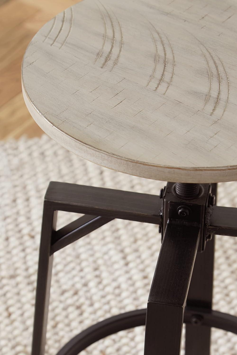 imageSignature Design by Ashley Karisslyn Urban Industrial Counter Height Barstool 2 Count Whitewash ampamp BlackBeige