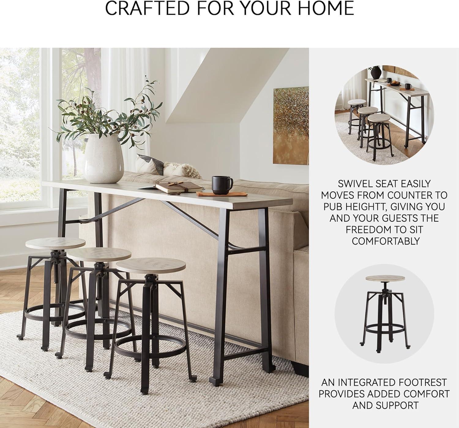 imageSignature Design by Ashley Karisslyn Urban Industrial Counter Height Barstool 2 Count Whitewash ampamp BlackBeige