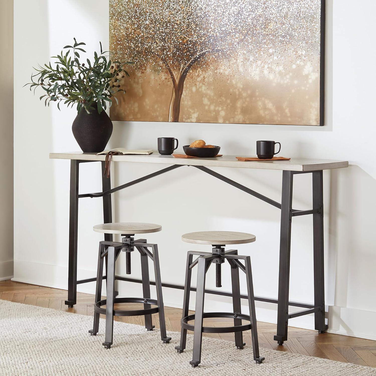 imageSignature Design by Ashley Karisslyn Urban Industrial Counter Height Barstool 2 Count Whitewash ampamp BlackBeige