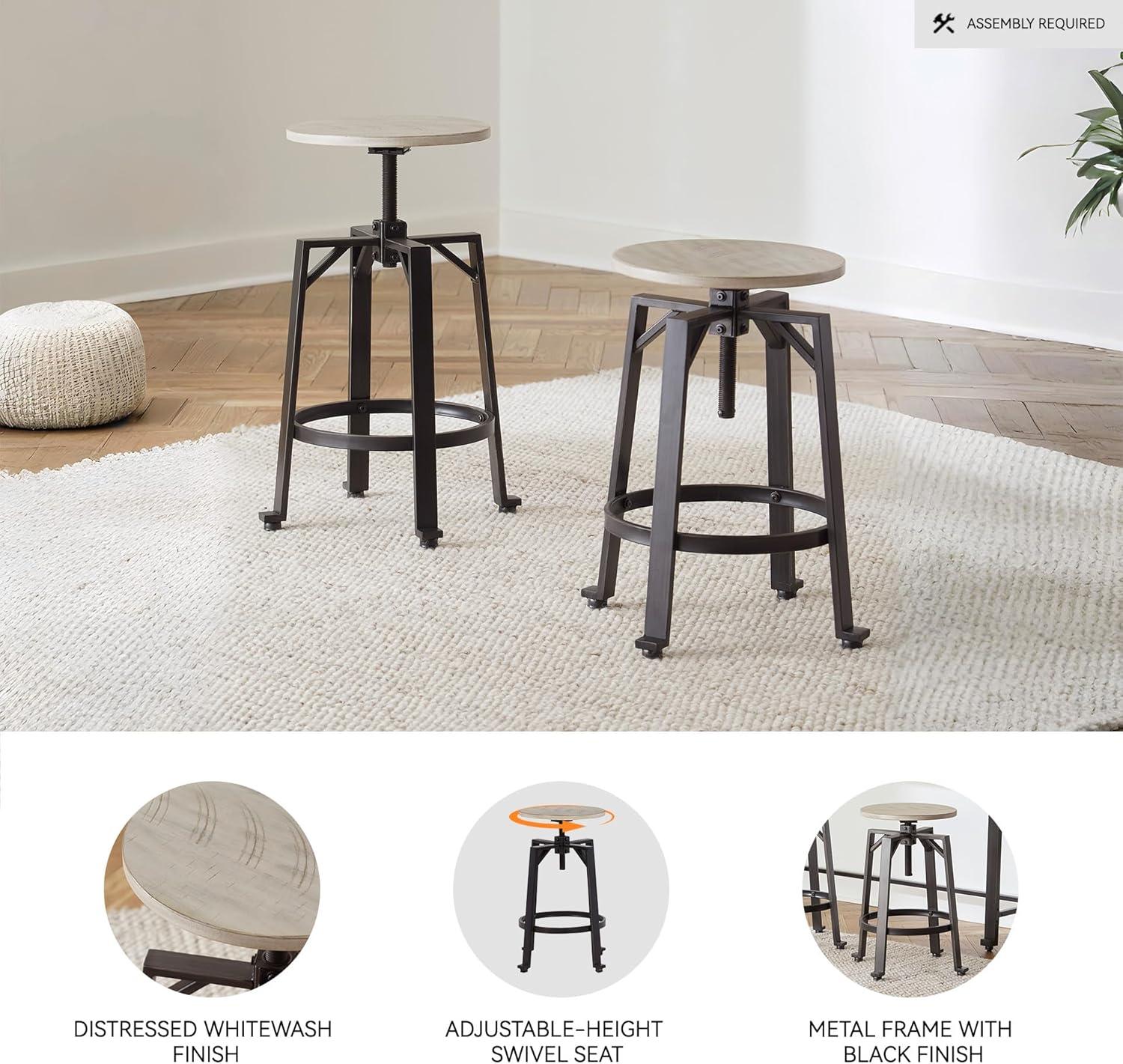 imageSignature Design by Ashley Karisslyn Urban Industrial Counter Height Barstool 2 Count Whitewash ampamp BlackBeige