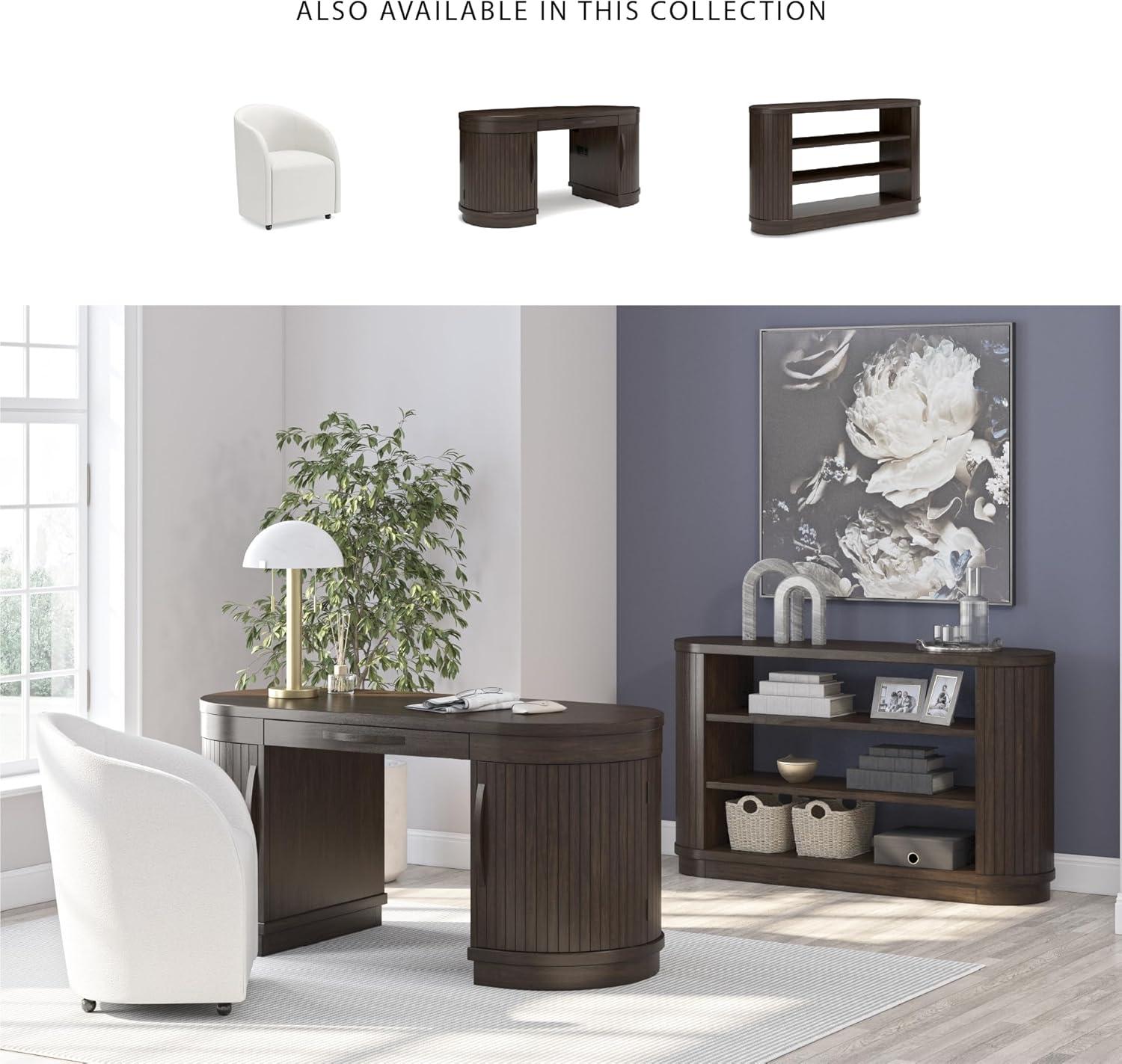 imageSignature Design by Ashley Korestone Contemporary Upholstered Home Office Desk Chair with Casters White