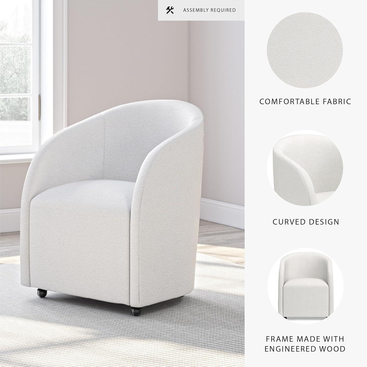imageSignature Design by Ashley Korestone Contemporary Upholstered Home Office Desk Chair with Casters White