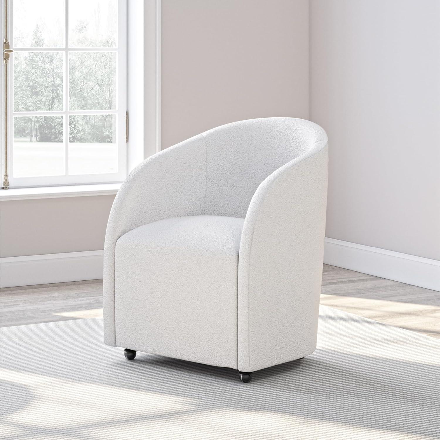 imageSignature Design by Ashley Korestone Contemporary Upholstered Home Office Desk Chair with Casters White