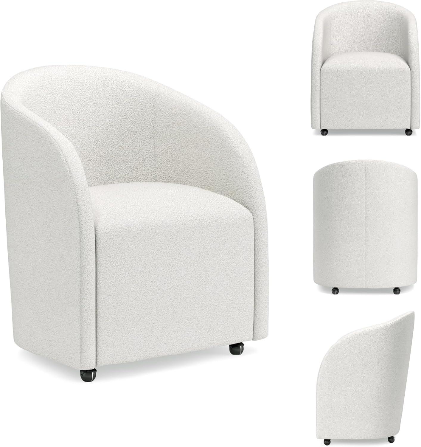 imageSignature Design by Ashley Korestone Contemporary Upholstered Home Office Desk Chair with Casters White
